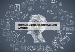 爱尔兰为什么没进欧洲杯,爱尔兰为什么不加入申根国家